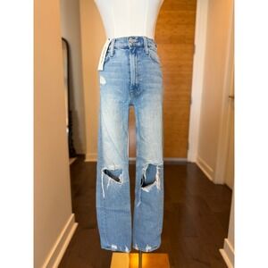MOTHER SUPERIOR High Waisted Rider Skimp Jean Distressed Light Wash 25